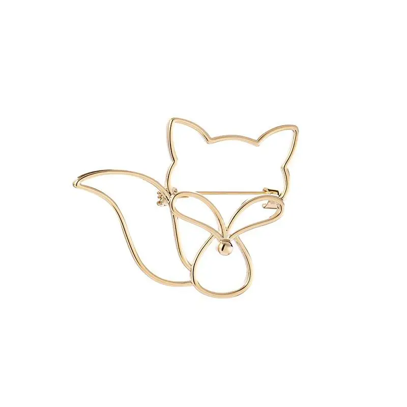 2024 Fashion New Style Elegant And Creative Hollow Out Little Fox Anti Shining Brooch Cute Clothing Accessories Pin Wholesale