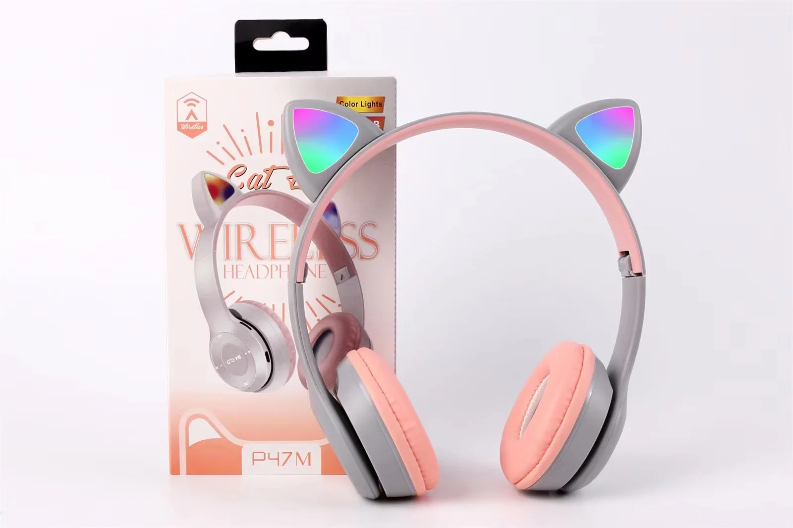 New Wireless Bluetooth Headphones Cat Ear Gaming Headset Glow Light Helmets Cute Sports Music Headsets For Children Girl Gifts