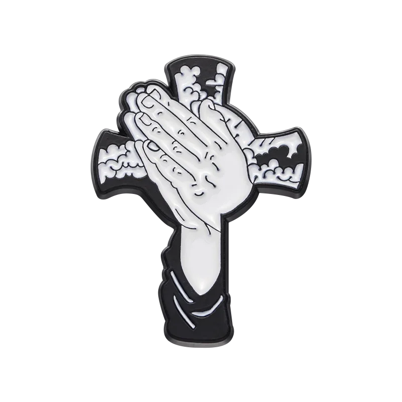 Jesus Cross Punk Brooch Gothic Black Enamel Pin Custom Badge Women Hat Sweater Decoration Gift Faith Accessories Friends