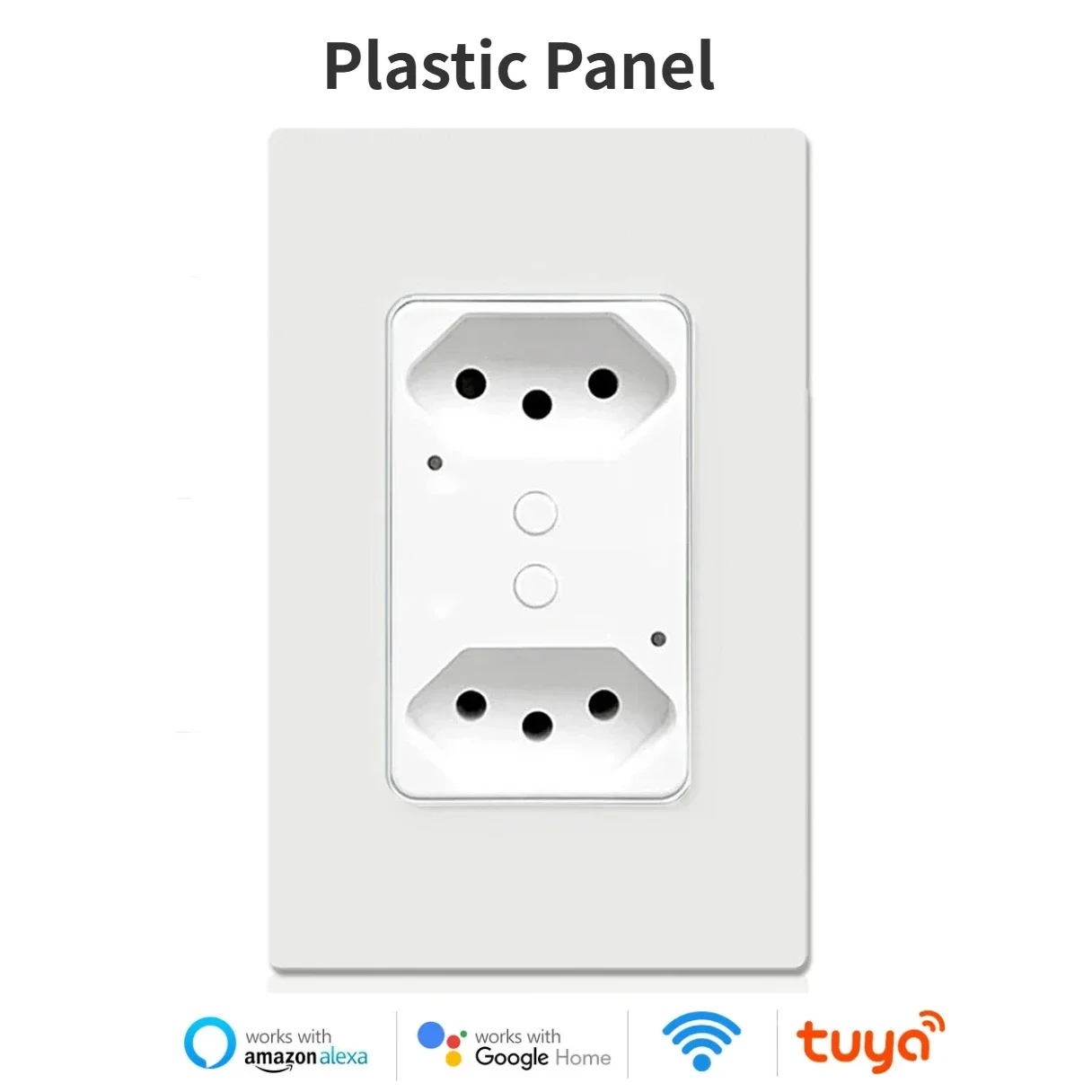 Shawader WiFi Smart Wall Socket USB Electric Brazil Plug 13A Dual Outlets Plastic/Glass Panel Remote Tuya Alexa Google Home