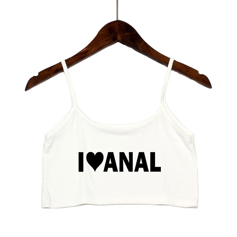 Women's Crop Top New Anal Love Heart Print Summer Sexy Elastic Cotton Camis Sleeveless Short Tank Top Bar Hot Tops for Women