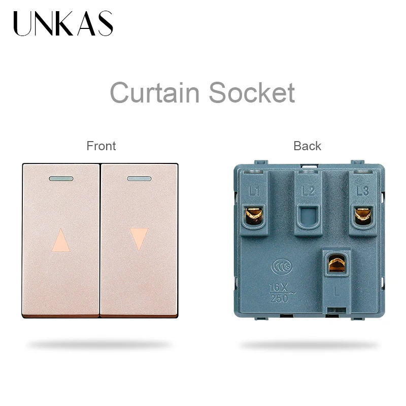 UNKAS Gold Aluminum Panel Combination Free French EU Socket DIY Matching Footlights Dual USB Fan Dimmer Universal Doorbell