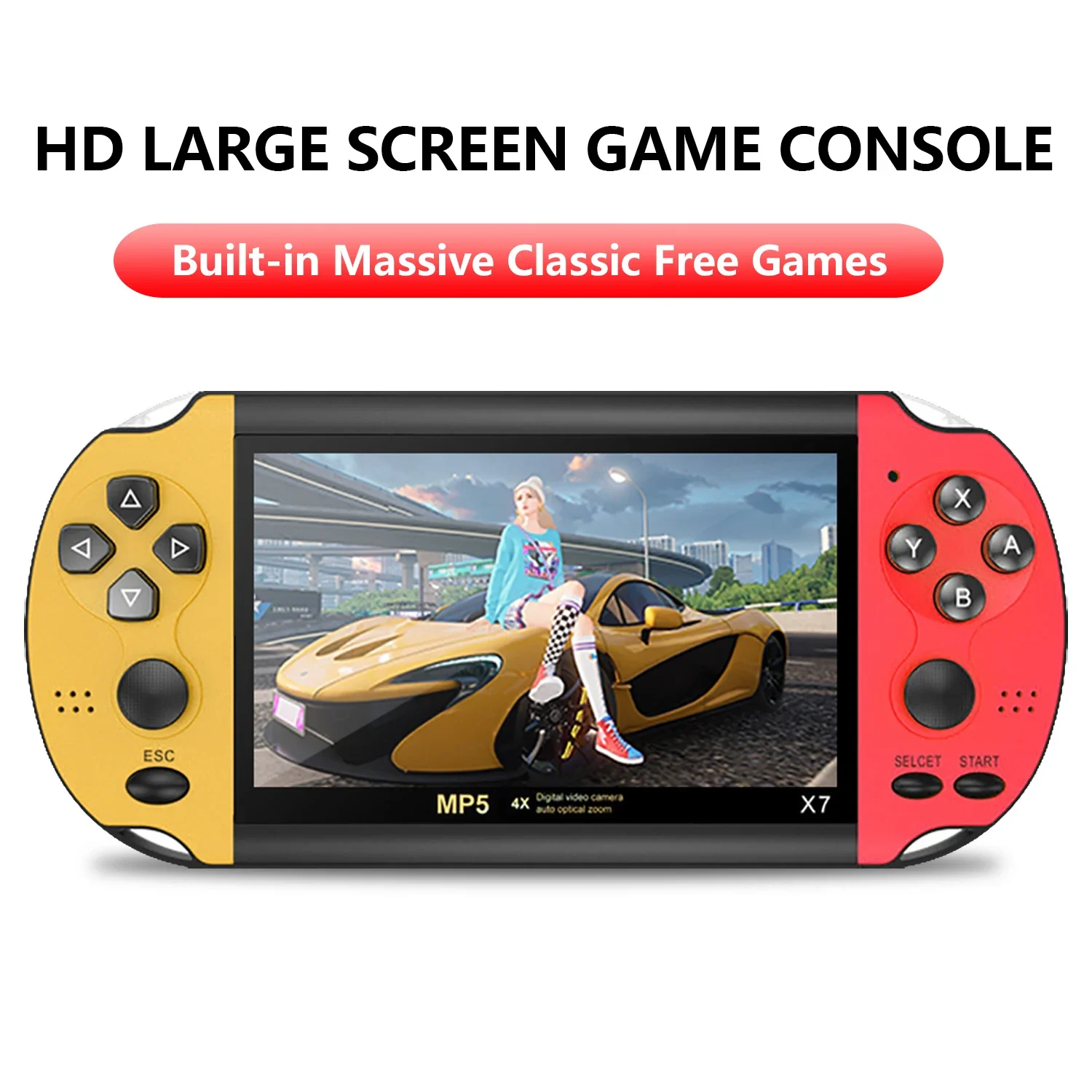 X7Plus Handheld Game Console 5.1Inch HD Screen Portable Audio Video Player Classic Play Built-in15000+ Free Games