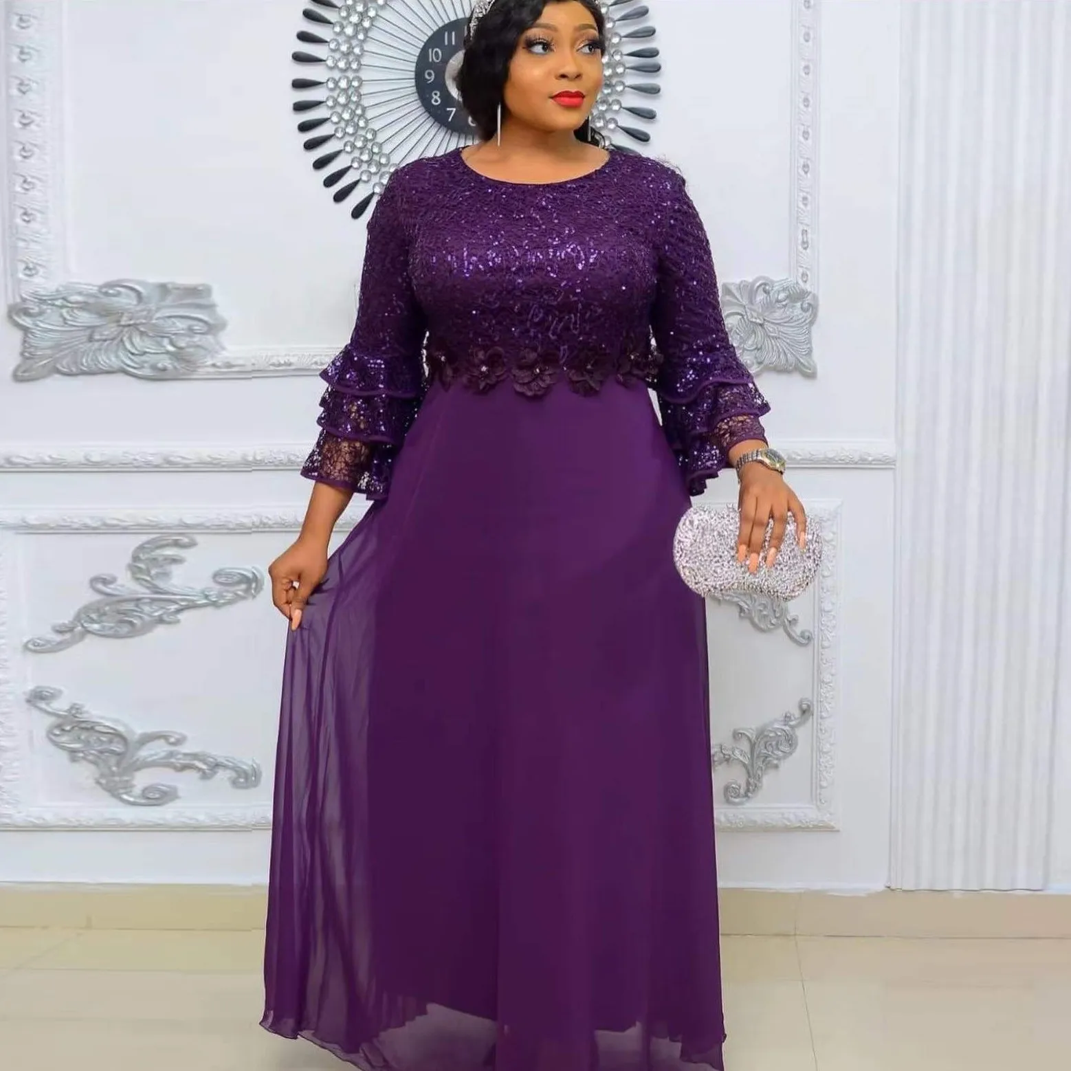 African Dresses For Women Dashiki Ankara Lace Chiffon Wedding Evening Party Gowns Elegant Turkey Muslim Kaftan Maxi Dress