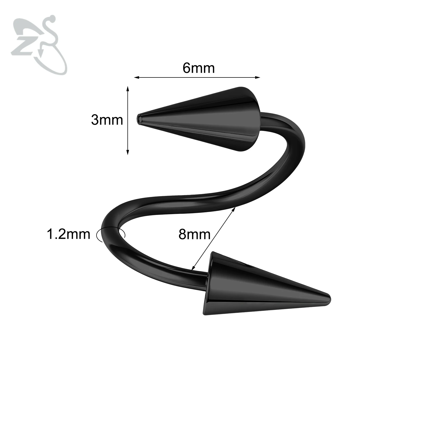 Black-8X3X6mm