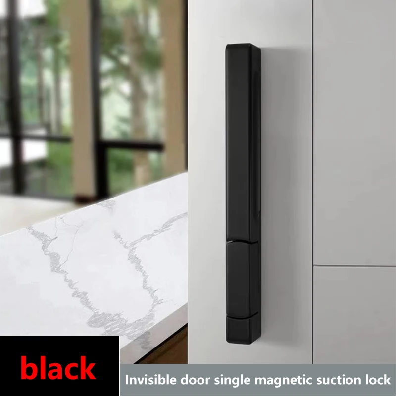 2022 New Invisible Magnetic Door Lock Interior Background Wall Storage Room Door Handle Hidden Cloakroom Gold Single Door Lock