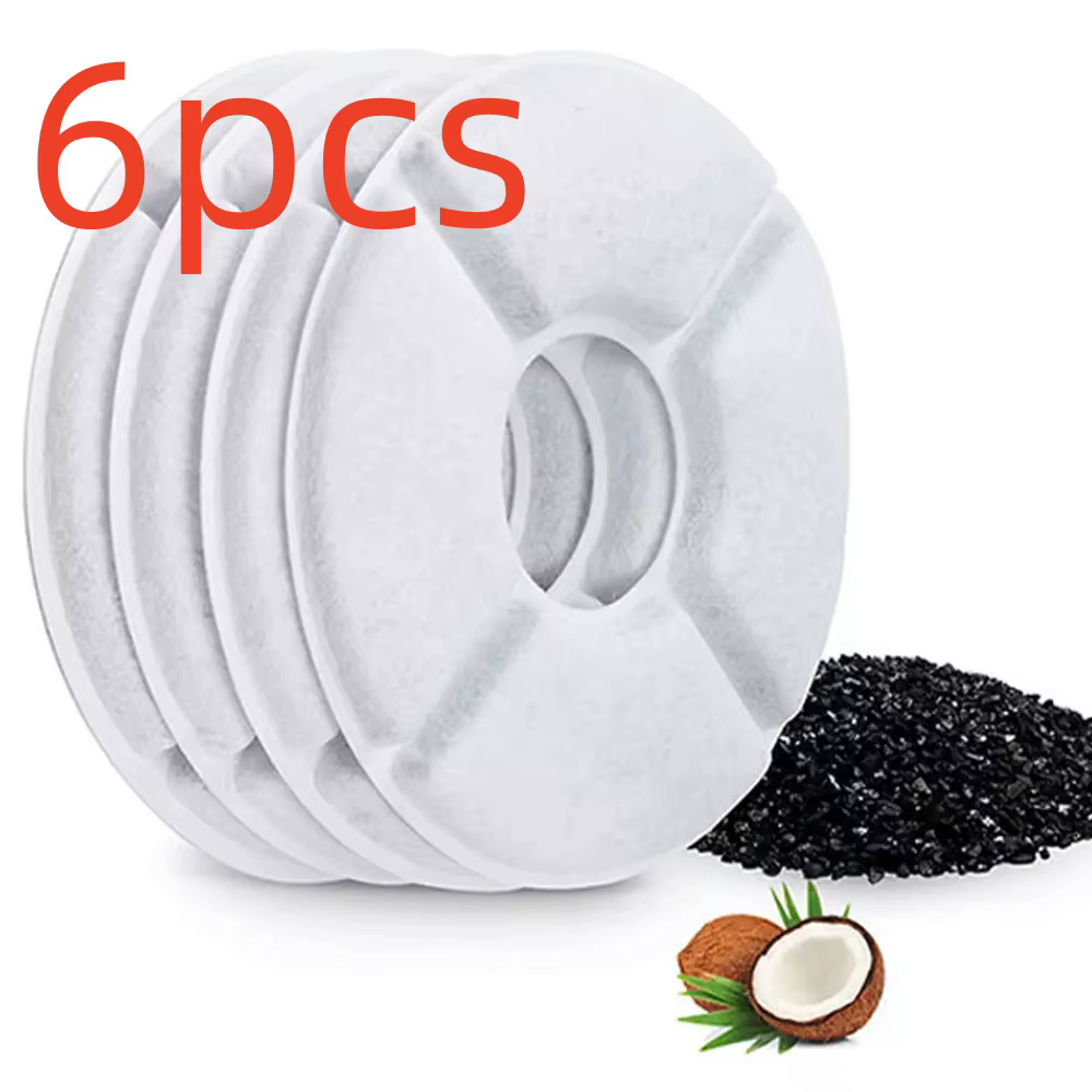 6/12PCS Replacement Activated Carbon Filter Cat Water Drinking Fountain Replaced Filters Flower Pet Dog Round Fountain Dispenser