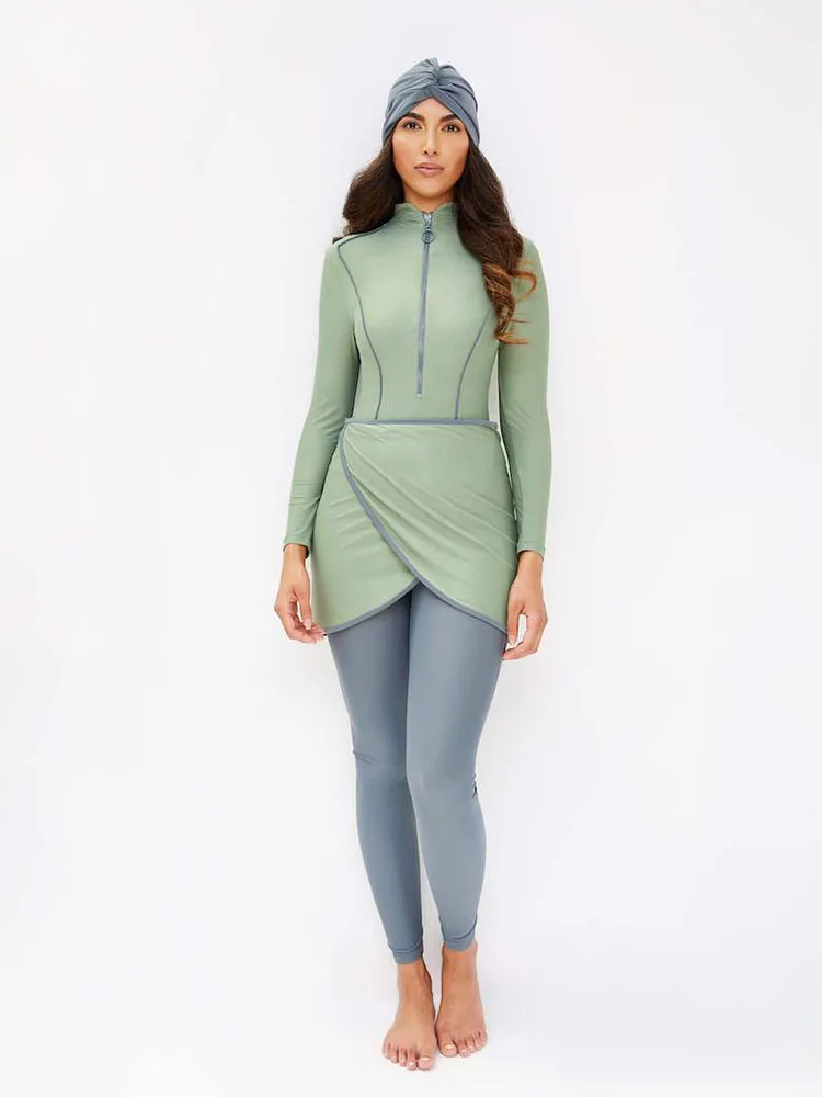 3PCS/Set Plain Muslim Modest Swimwear Women Muslim Swimsuit Burkini Long Sleeve Islamic Big Full Cover Hijab Beach Clothing