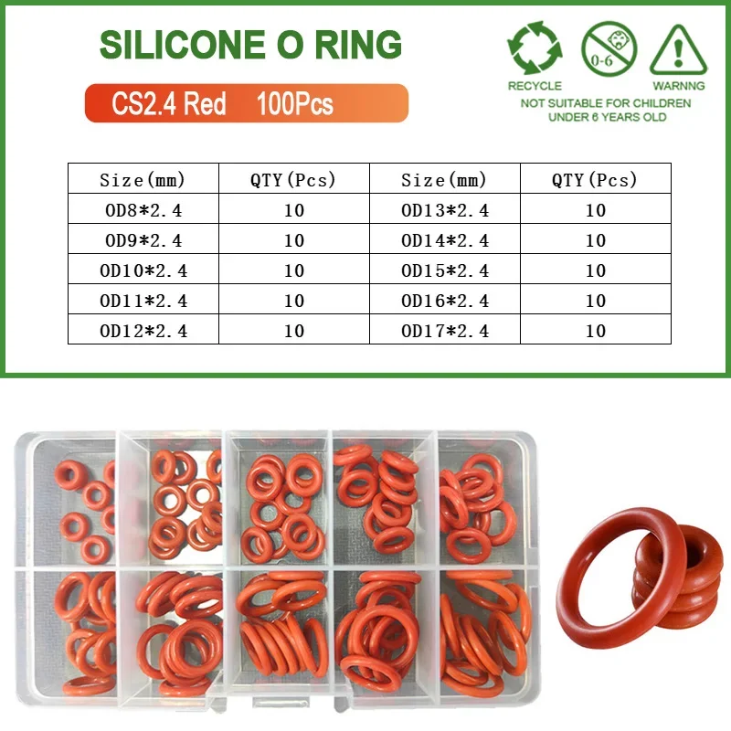 Red 100Pcs CS2.4mm