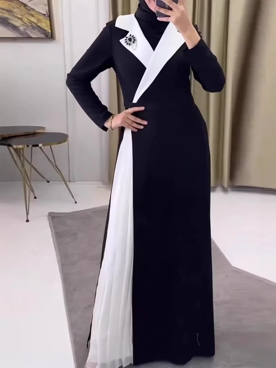 Eid Muslim Dress for Women Lapel Ramadan Jalabiya Party Long Dresses Abaya Robe Morocco Dubai Kaftan Islam Vestidos Largos 2025