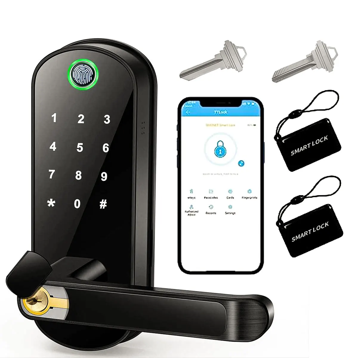 WIFI Smart Door Lock Biometric Fingerprint Door Lock Digital Electronic Lock with Password/Key/Keypad/ Fingerprint/ APP Unlock