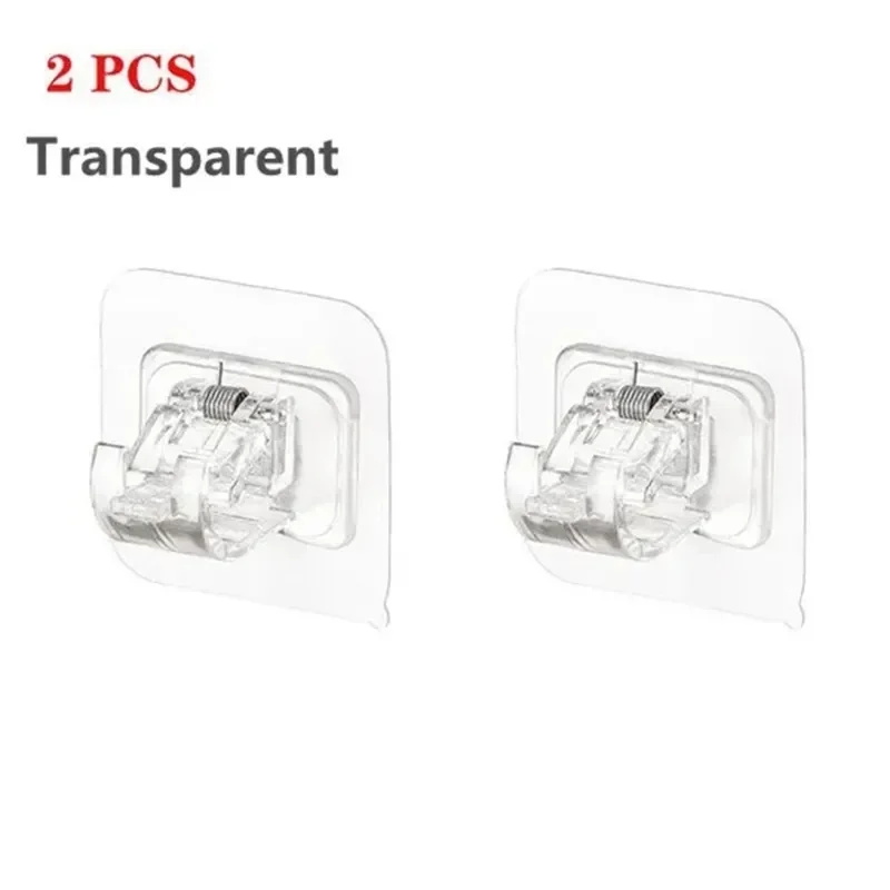 2PCS Retaining Clip Self Adhesive Curtain Hanging Rod Brackets Organized Pole Holders Bathroom Towel Bar Hook Support Clamps