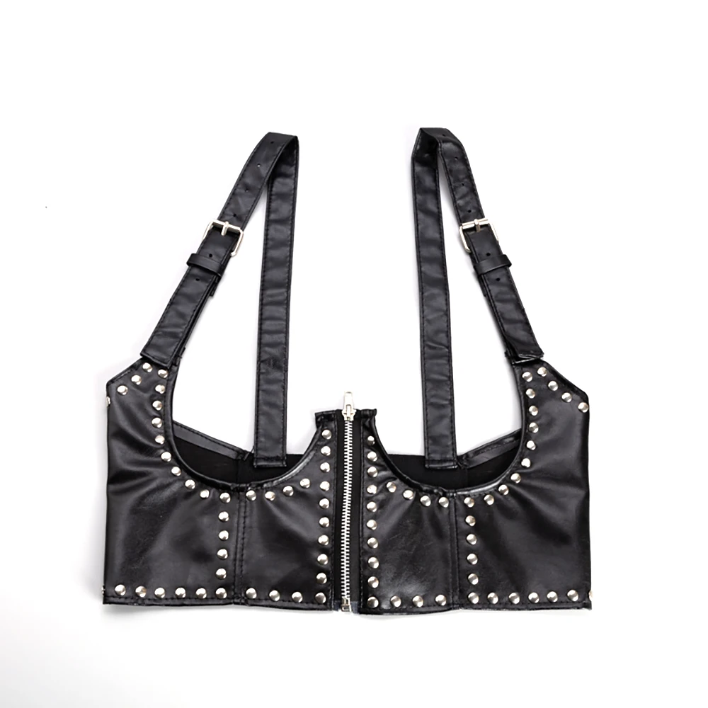 Ladies's Stud shoulder strap punk rock perform Cummerbund Decorate waist accessory Under Bust Sexy Harness Vest For Women Girdle