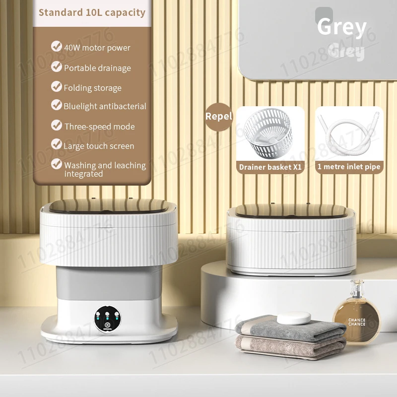 10L high-end foldable portable washing machine with large capacity blue light timed washing and dehydration washing machine