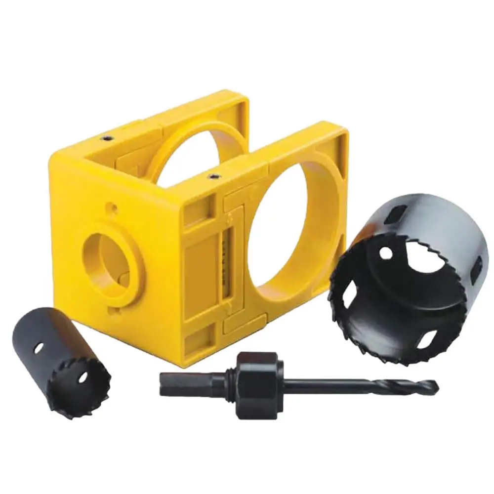 Door Lock Installation Kit Hole Saw Set For Door Knob Lock Carbon Steel Hand Tools With Guide Template Door Hole Drilling Tool