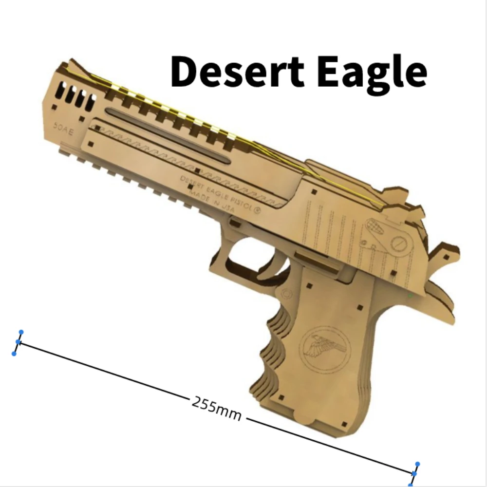 DIY P320 Rubber Band Guns Toys Wooden Mechanical Shooting Model Kit Assembly to Build Block Sand Eagle Child 3D Montessori Craft