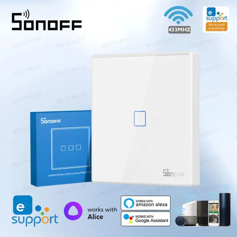 SONOFF T2EU RF Smart Switch Sticky 433MHz Wireless RF Remote Control Wall Panel 86 Type Touch Switch 1/2/3 Gang TX Wall Switches
