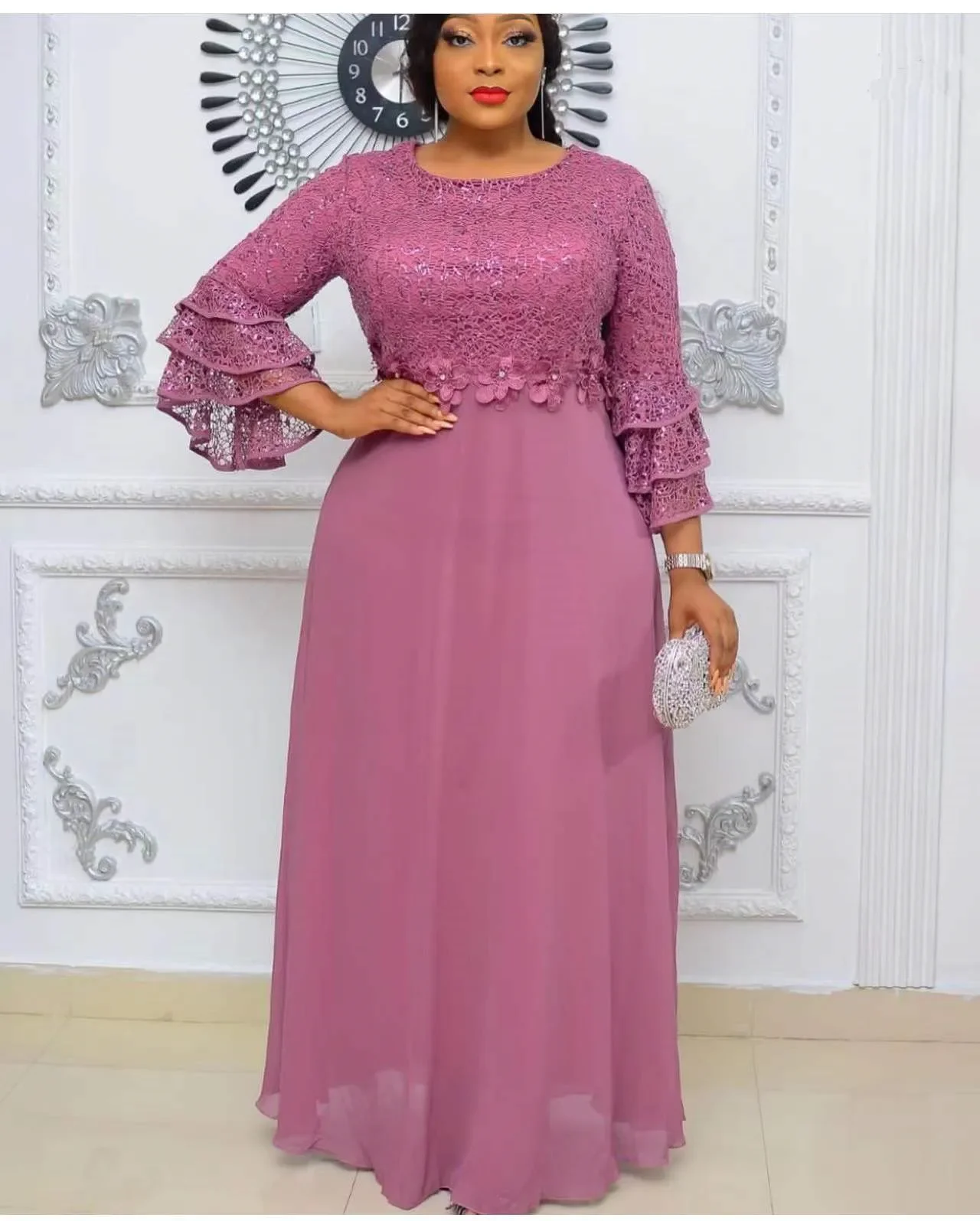 African Party Dresses for Women 2024 Fashion Dashiki Ankara Lace Wedding Gowns Elegant Turkey Muslim Maxi Dress Plus Size New