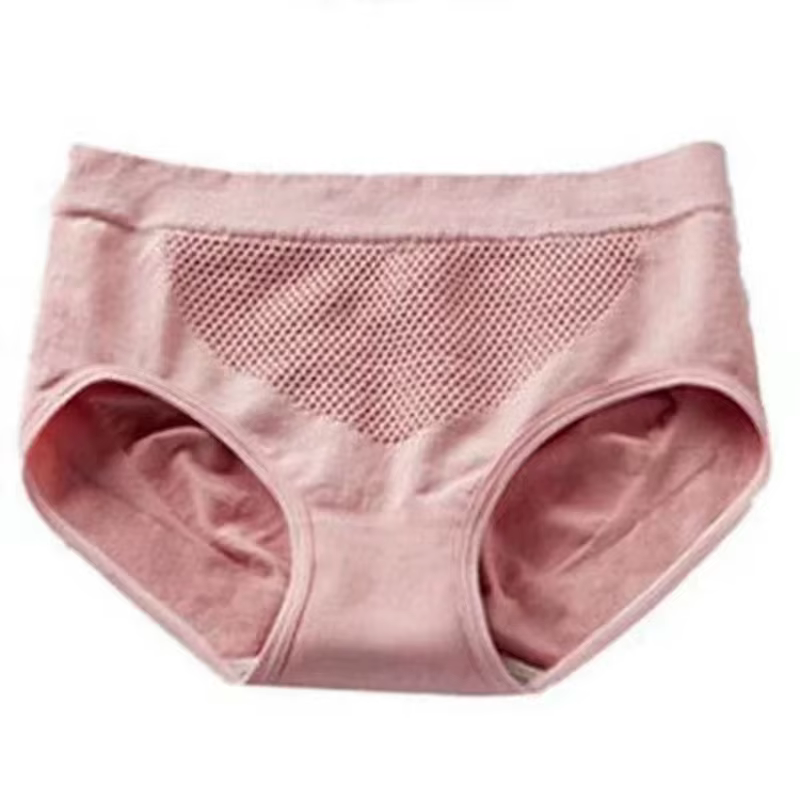 Women Middle Waist Seamless Panties Female Underwear Cotton Physiological Pants Briefs Honeycomb Embossed Warm Intimate Lingerie