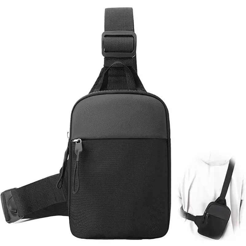 Men Chest Bag Waterproof Oxford Mini Crossbody Bag Small Men's Shoulder Bag Zipper for Travel Workout Messenger Bag Chest Pack
