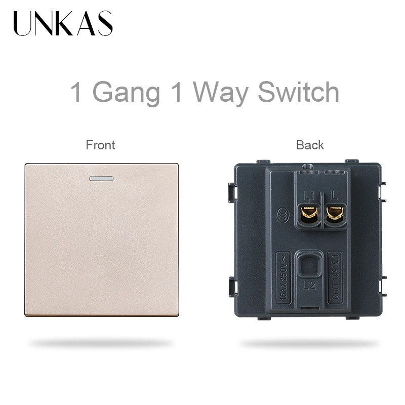 UNKAS Gold Glass Panel Modules Combination Free Outlet DIY Matching EU TypeC LED UK Curtain Fan Footlights Computer TV