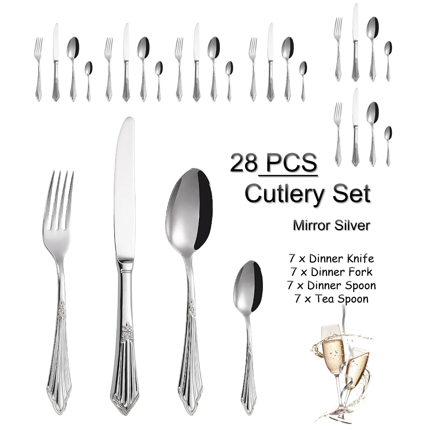 28PCS- Silver