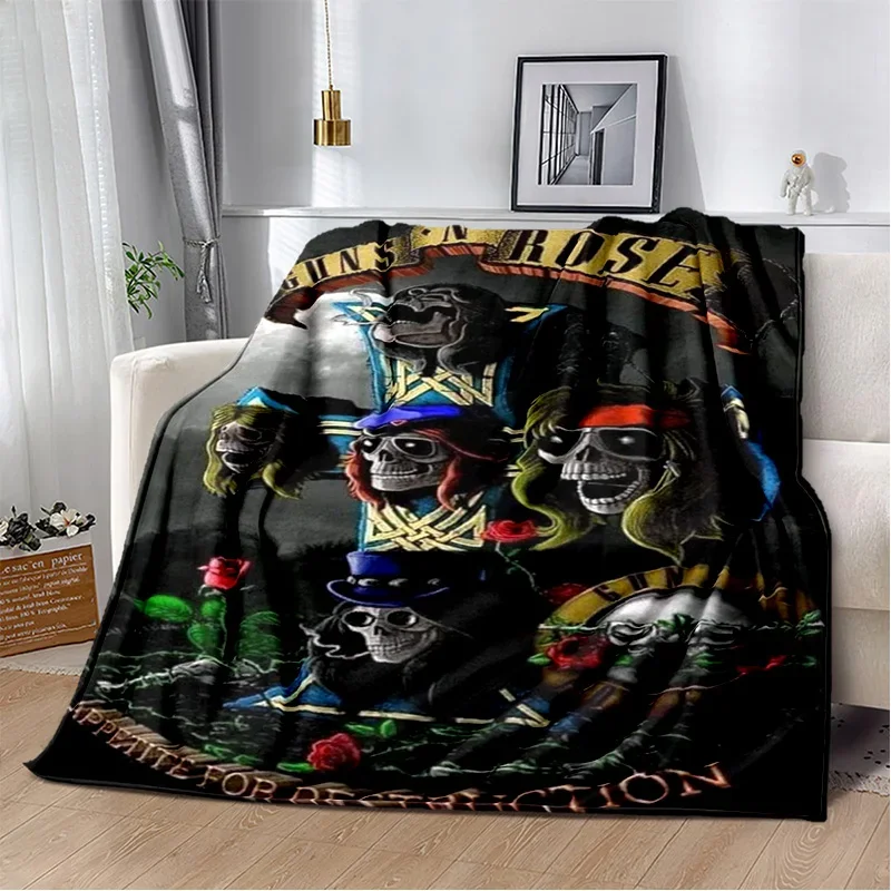 Guns N Roses Hard  Rock Band Blanket,Soft Throw Blanket for Home Bedroom Bed Sofa Picnic Travel Office Rest Cover Blanket Kids
