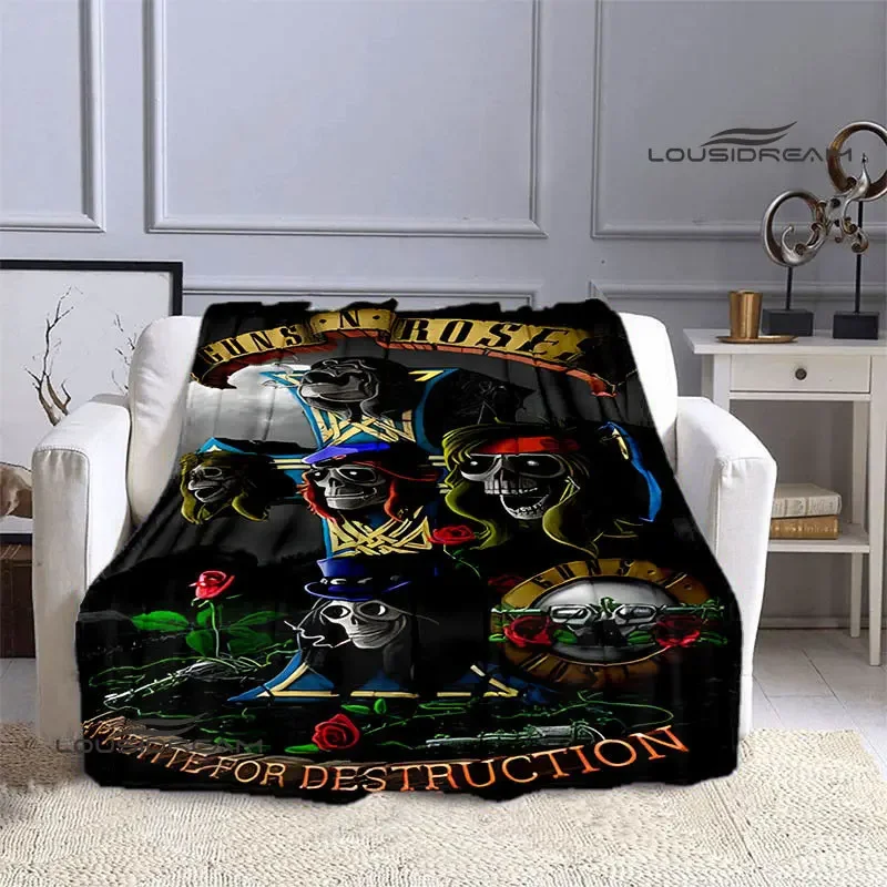 Guns n'roses band retro printed blanket Flannel Soft Comfort Home Travel Kids Warm Blanket birthday gift
