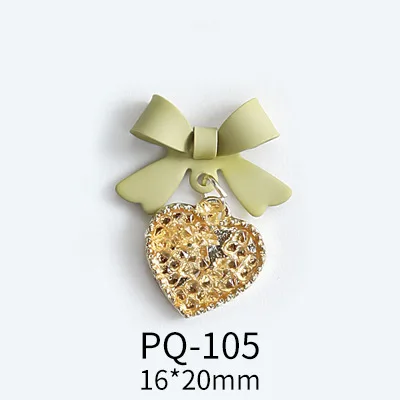 5Pcs Sweet Design Nail Art Designs Charms 6 Colors Bow Heart Alloy Crystal Rhinestones Full Diamond Nail Pendant Jewelry