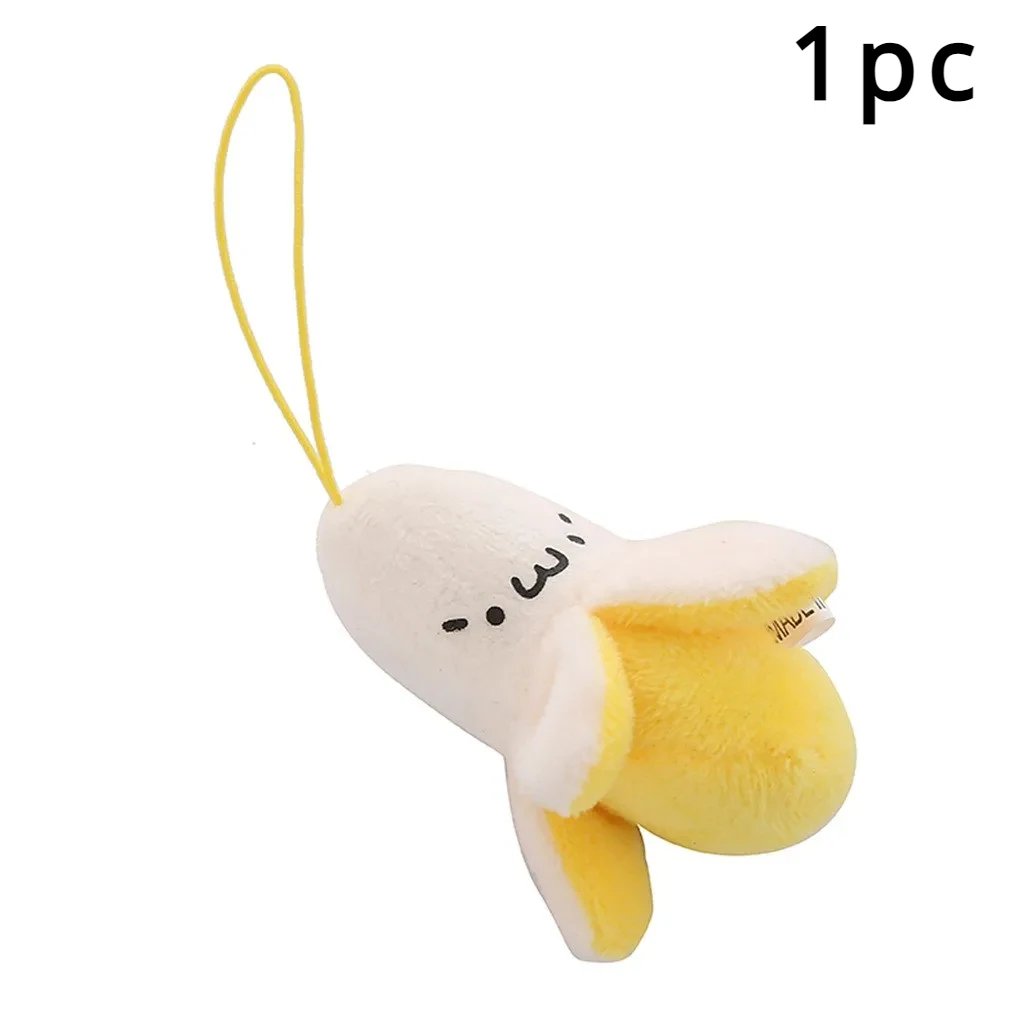 1-10pcs Cartoon Plush Banana Keychain on Backpack Hairy Kawaii Banana Pendant for Women Men Kid Toy Doll Key Chain Bag Car