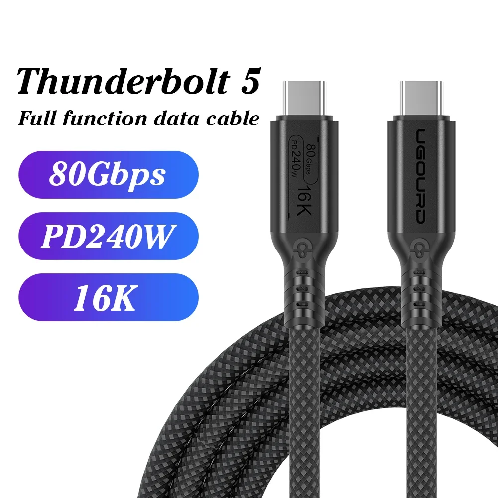 UGOURD Thunderbolt 5 Cable Type C 80Gbps USB4 Gen4 USB C to C 240W Charge Cable 16K Compatible Thunderbolt 4/3 40Gbps for eGPU