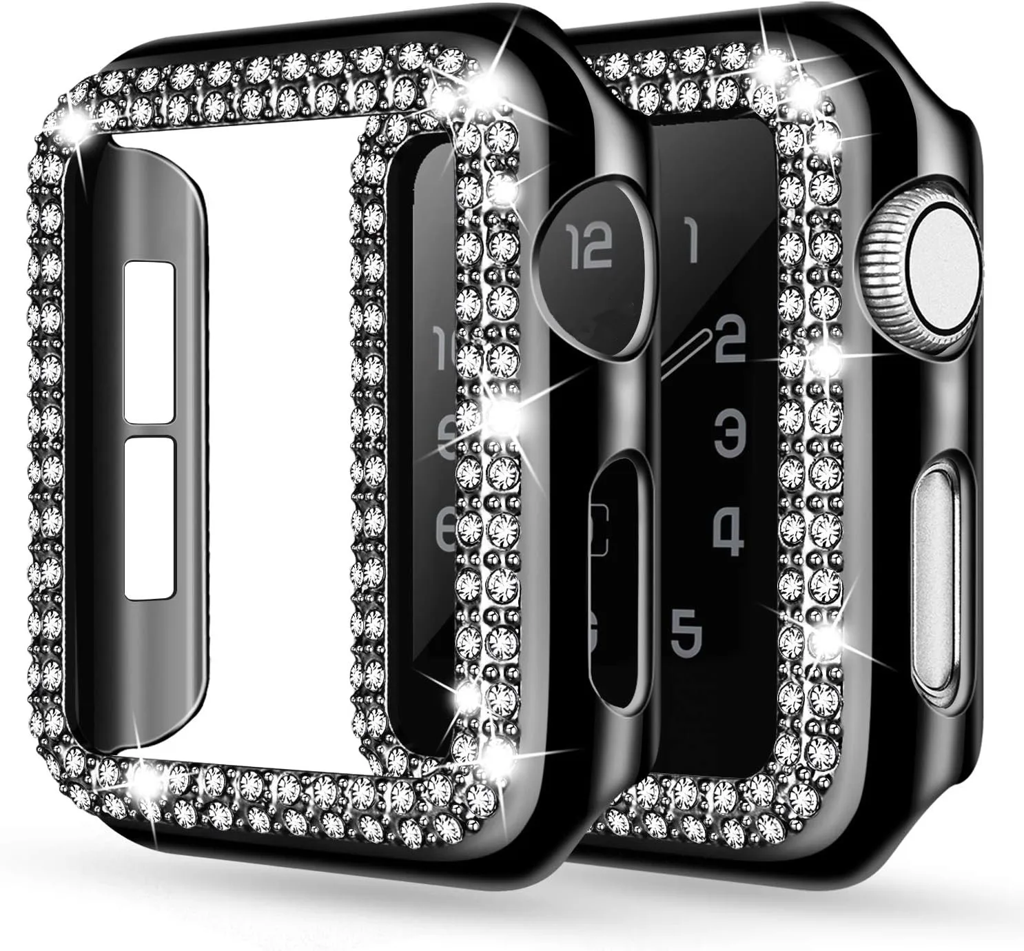 Bling Case for Apple Watch 40mm 41mm 44mm 45mm Women Diamond Frame PC Protective Cover Bumper for iWatch Series 9 8 7 SE 6 5 4