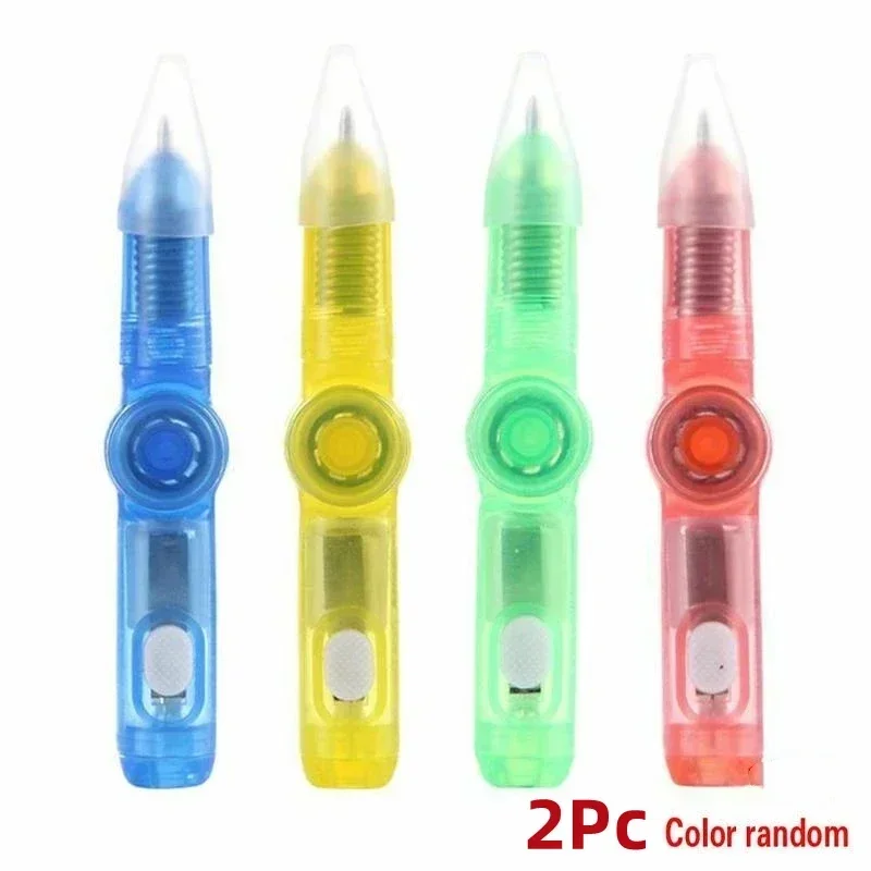 4-1Pcs LED Light Spinning Pen Fingertip Ballpoint Pen Toy Glow-in-the-dark Cool Fidget Spinner Pen Kids Adult Decompression Toys