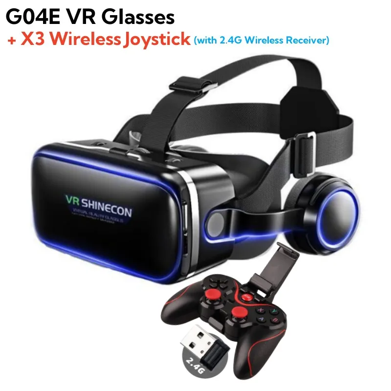 Virtual Reality VR Glasses IMAX 3D Glasses Google Cardboard Box Stereo Headset Helmet for 4.5-6.5" Phone+2.4G X3 Game Joystick