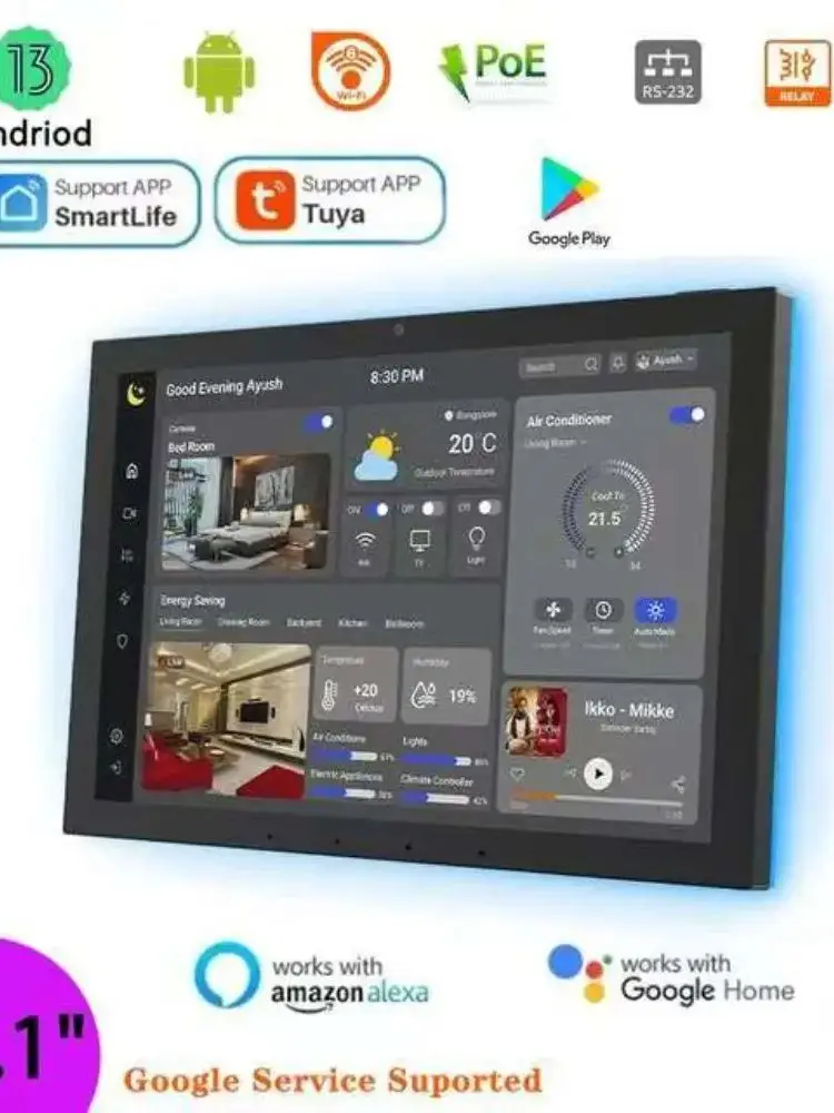 10 inch smart home touch screen control panel Android POE on wall tuya shopify