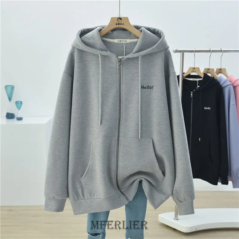 Plus Size 5XL 150kg Spring Thin Jacket Coat Women Hoodies Streetwear Harajuku Zipper Coat Large Size Women Clothing