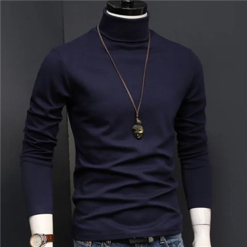 2023 new Man Thermal Turtleneck Casual Sleepwear Shirt S-2XL Sleeve Long Slim Coat 5colors Basic Sweater Bottom Winter