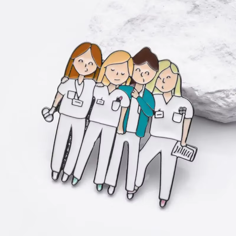 Medsor Doctor Nurse Enamel Pins Brooch Set Medical Hospital Lapel Lanyard Cartoon Backpack Badge Jewelry for Women