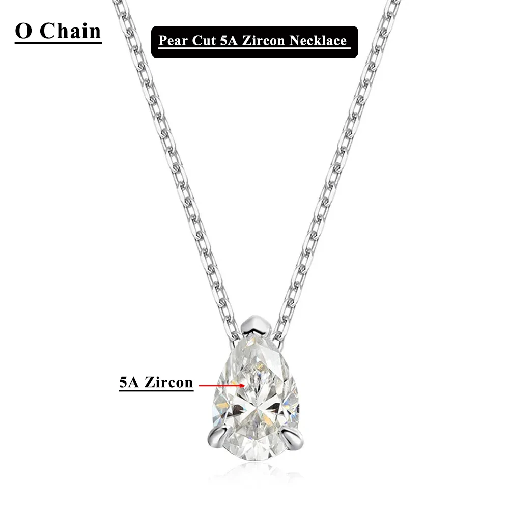 Serenity 2ct Pear Cut D Color Moissanite Necklace Women Sparkling Sterling Silver S925 Pendant Drop-water Neck Chain Plated 18K