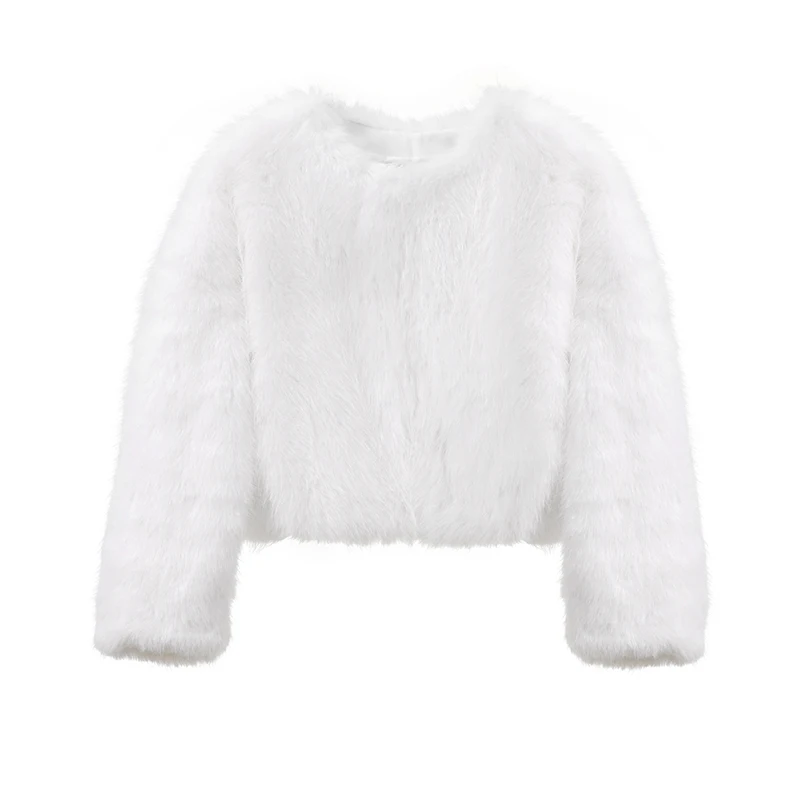 solid white fur coat
