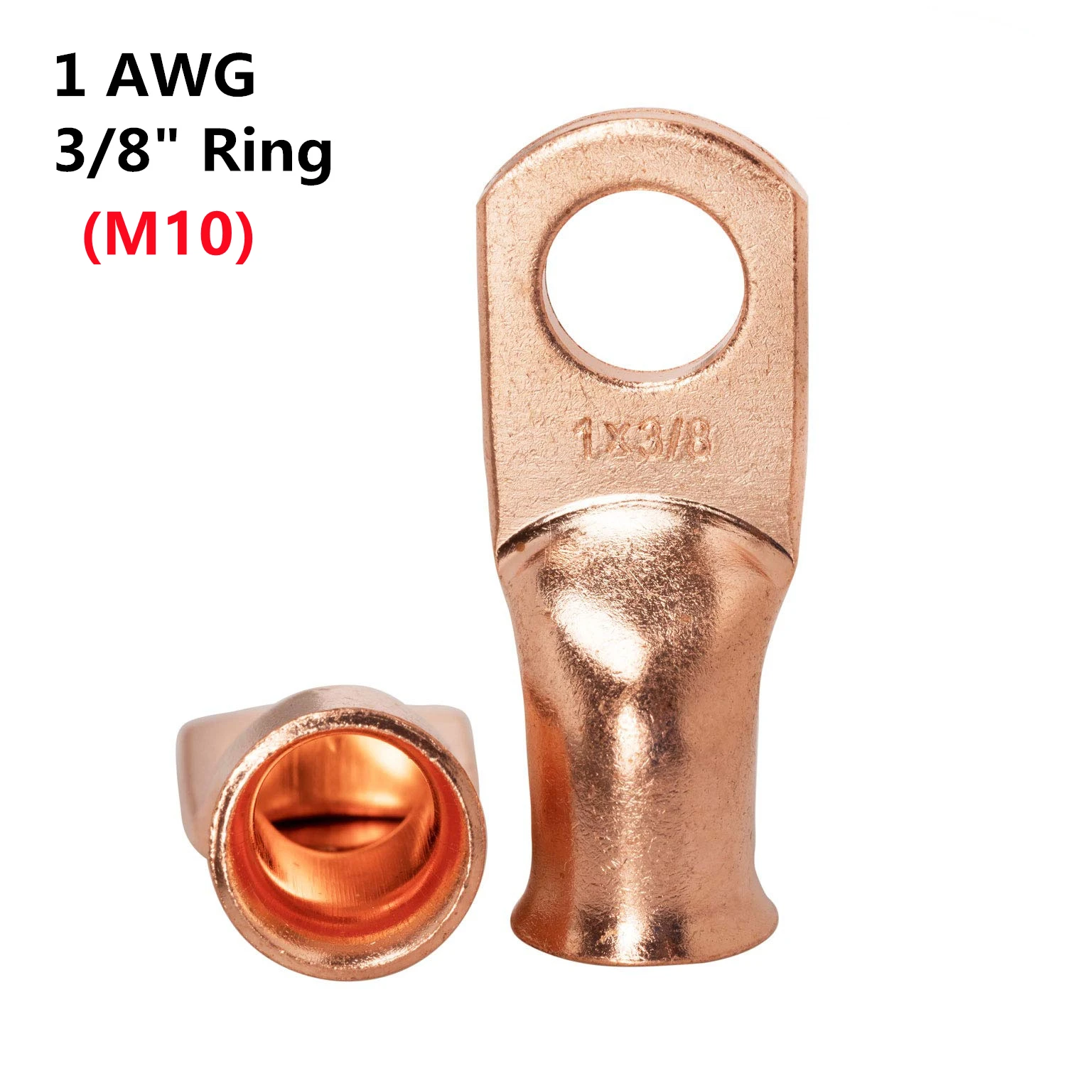 25/10PCS  1AWG M6/M8/M10 Electrical Wire Ring Connectors Copper Tube Lug Battery Cable Welding Terminals
