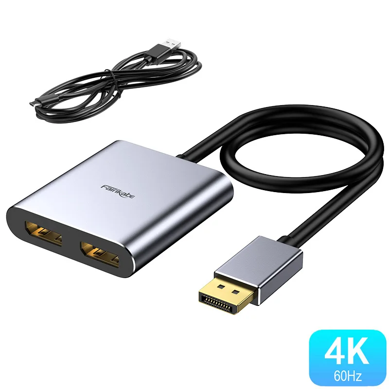 4K60Hz DP Splitter Adapter to DP Hub DP to two Displayport DP Distributor MultiStream Display for Laptop Monitor Desktop TVBox