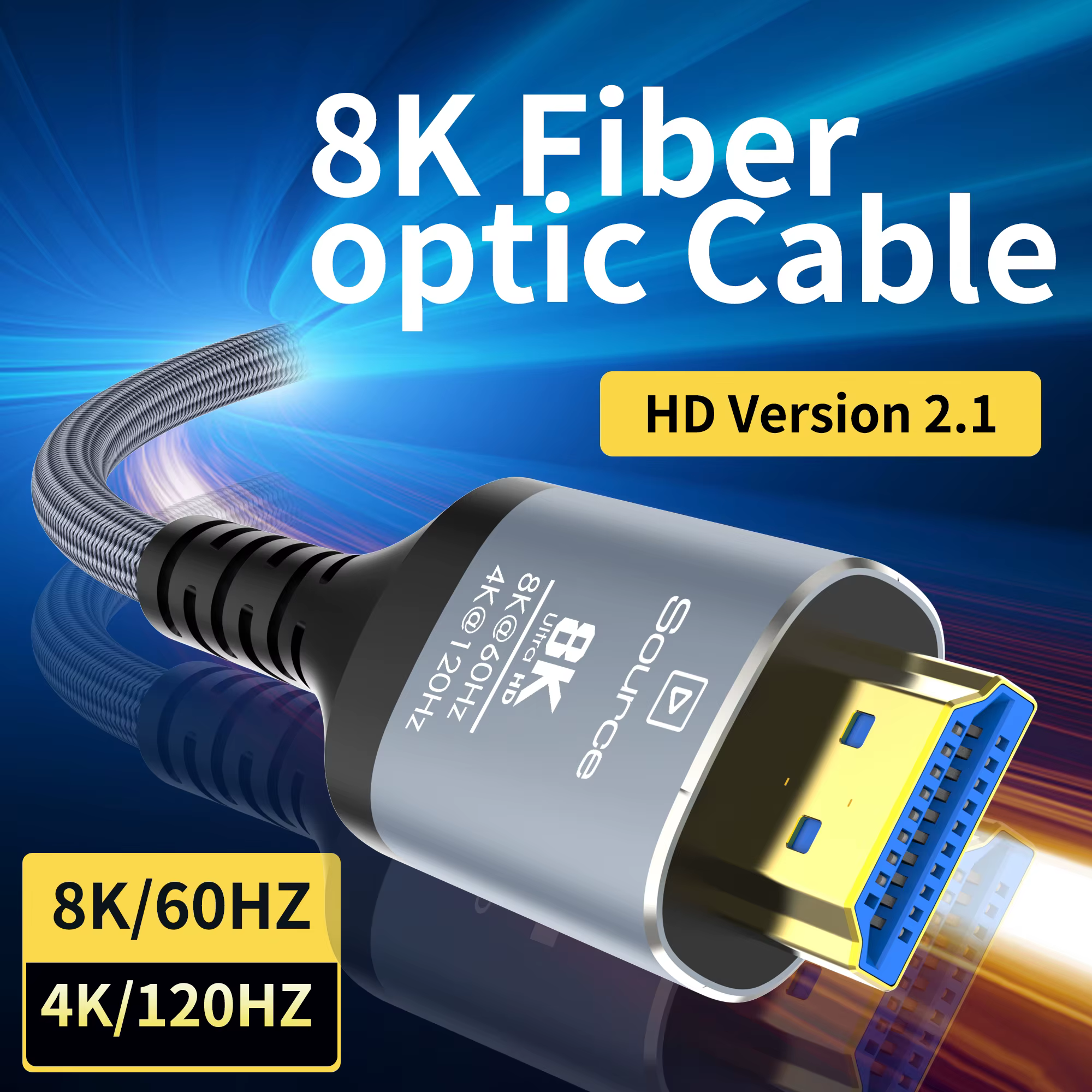 CYANMI 8K HDMI 2.1 Fiber Optic Cable 8K@60Hz 4K@120Hz,HDMI Cable 8K 48Gbps High Speed HDMI With Roku TV PS5 Xbox RTX3080 3090