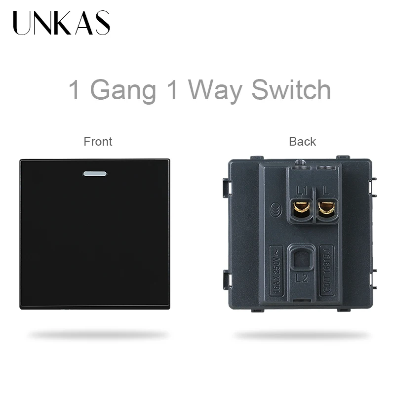 UNKAS DIY Brazil Socket + Touch Switch + Computer Telephone Wall Outlet Black Glass Module Free Combination