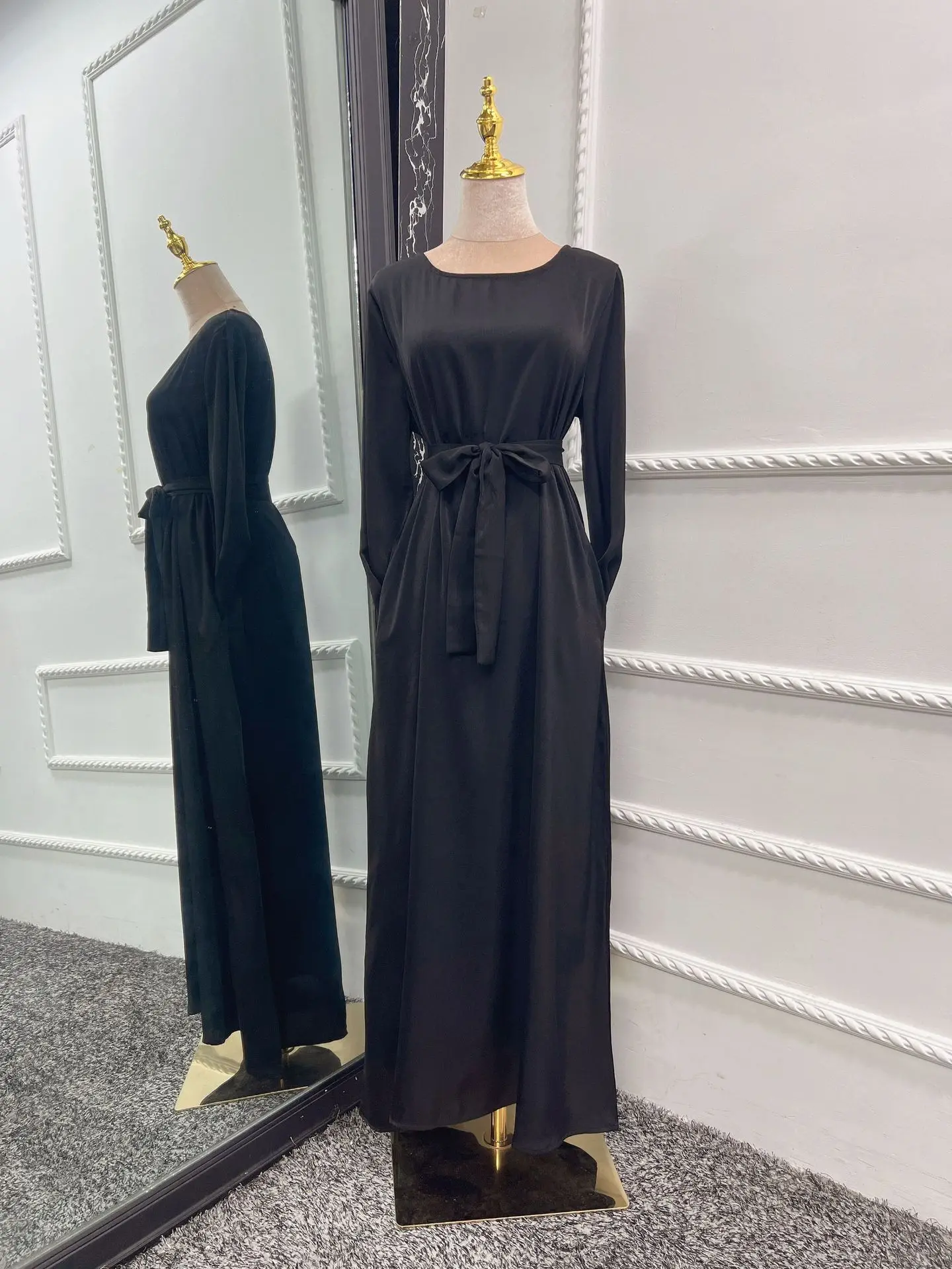 Plain Satin Abaya for Women,Hijab Dress,Closed Belted Abayas,African,Islam,Modest Clothing,Kaftan, Dubai, Turkey, Muslim Fashion