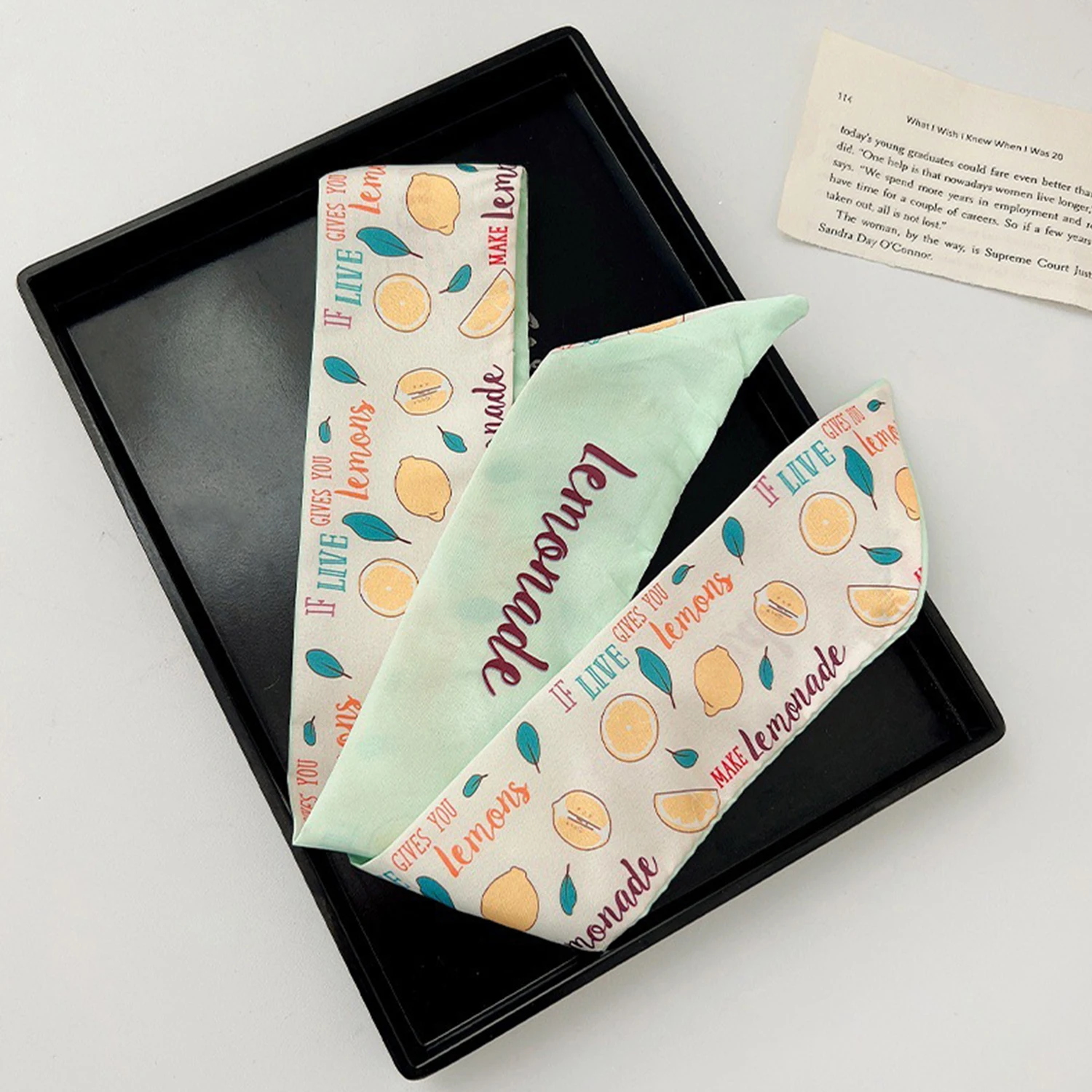 New Fashion Shawl Silk Fruit Printing Women Silk Scarves 90cm Long Lady Handkerchief Narrow Small Neck Scarf Neck Tie