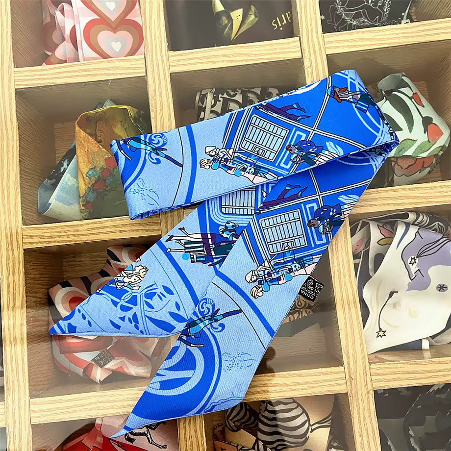 2024 New Design Spring Skinny Scarf Women Luxury Brand Cartoon Lover Bag Scarves Summer Neckerchief Silk Scarf For Ladies