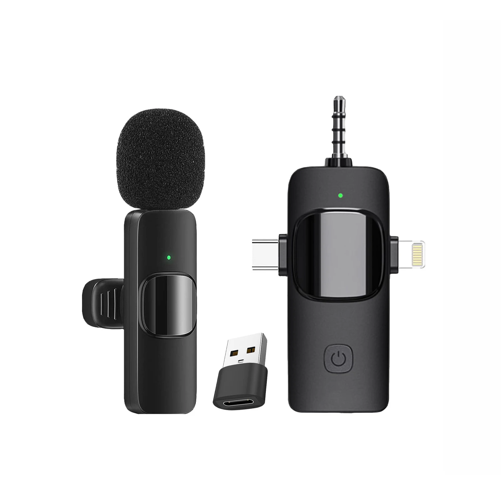 4 in 1 Professional Wireless Lavalier Microphone for IPhone/iPad/Android/Smartphone/Camera/Computer for Interviews Video Podcast