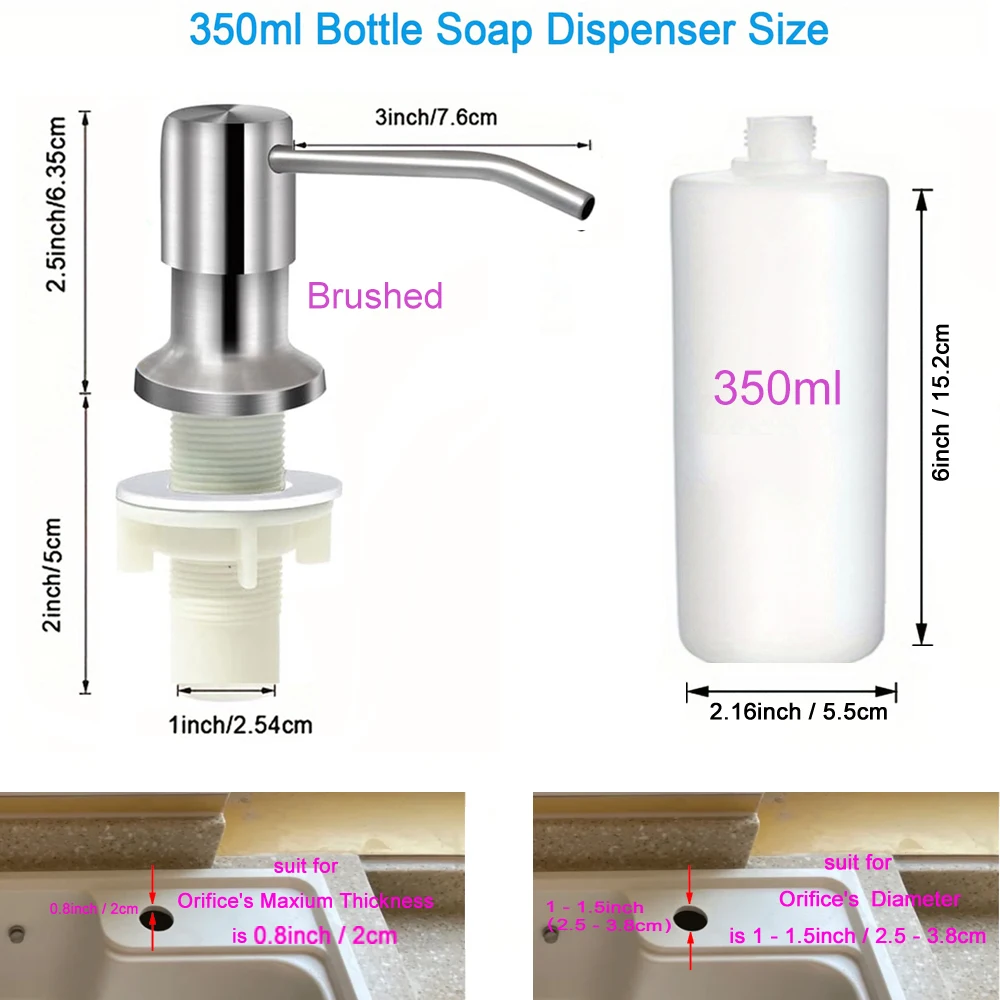 350ml / 500ml Bottle Liquid Soap Dispenser Stainless Steel Pump Useful Kitchen Sink Tools Household Hand Pressure Dispensers