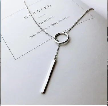 2023 New Fashion Sweater Chain Circle Strip Long Necklace For Women Girls Simple Geometric collares Choker